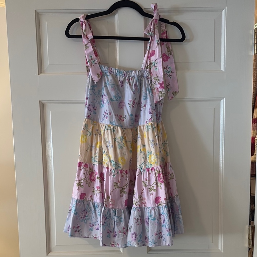 Floral Tiered Dress with Bow Straps